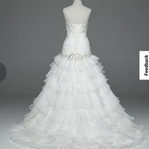 IDavid's Bridal Pleated Wedding Dress with Lace-Up Back Size 8 Soft White